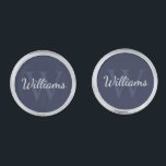 Classic Personalized Monogram and Name Cufflinks<br><div class="desc">Personalized Monogram and Name Gift
features personalized name in white script font style and monogram in light navy blue serif font style as background,  on navy blue background.

Perfect as holiday gift,  father's day gift and gift for any special occasions.</div>