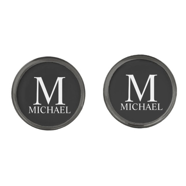 Classic Personalized Monogram and Name Cufflinks (Front)