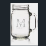 Classic Personalized Monogram and Name Groomsman Mason Jar W/ Handle<br><div class="desc">Classic Personalized Groomsman Gifts
featuring personalized groomsman's monogram,  name and title in classic serif font style.

Also perfect for Best Man,  Father of the Bride and more.</div>