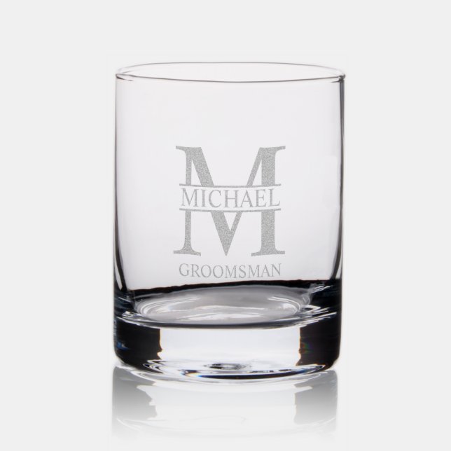 Classic Personalized Monogram and Name Groomsman Rocks Glass (Glassware)