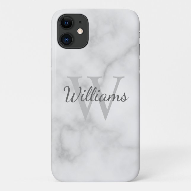 Classic Personalized Monogram and Name Marble Look Case-Mate iPhone Case (Back)