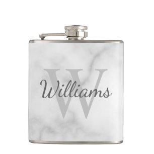 Classic Personalized Monogram and Name Marble Look Flask