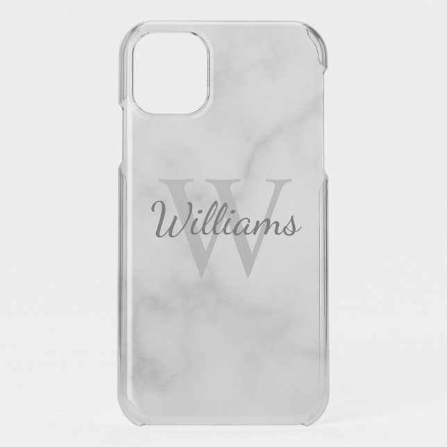 Classic Personalized Monogram and Name Marble Look Uncommon iPhone Case (Back)