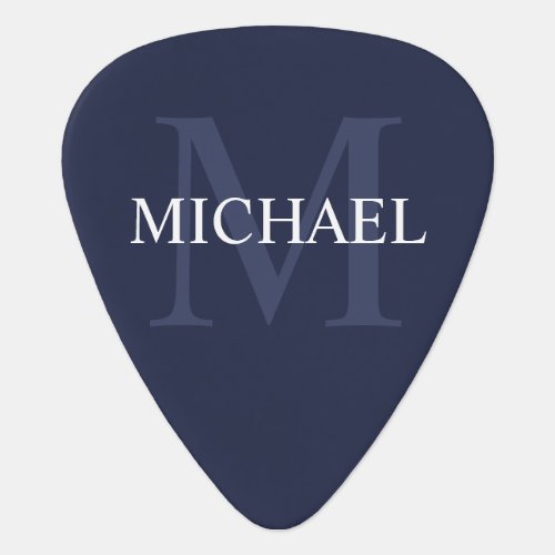 Classic Personalized Monogram and Name Navy Blue Guitar Pick