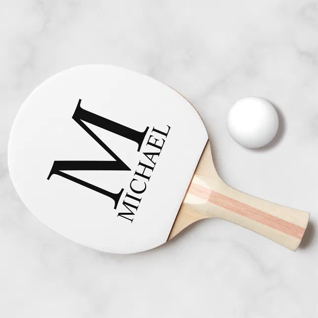 Ping Micro Monogram Classic Personalized Monogram and Name Ping Pong P Paddle | Zazzle