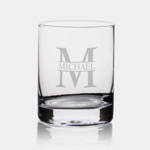 Classic Personalized Monogram and Name Rocks Glass