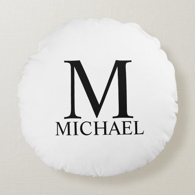 Classic Personalized Monogram and Name Round Pillo Round Pillow (Front)