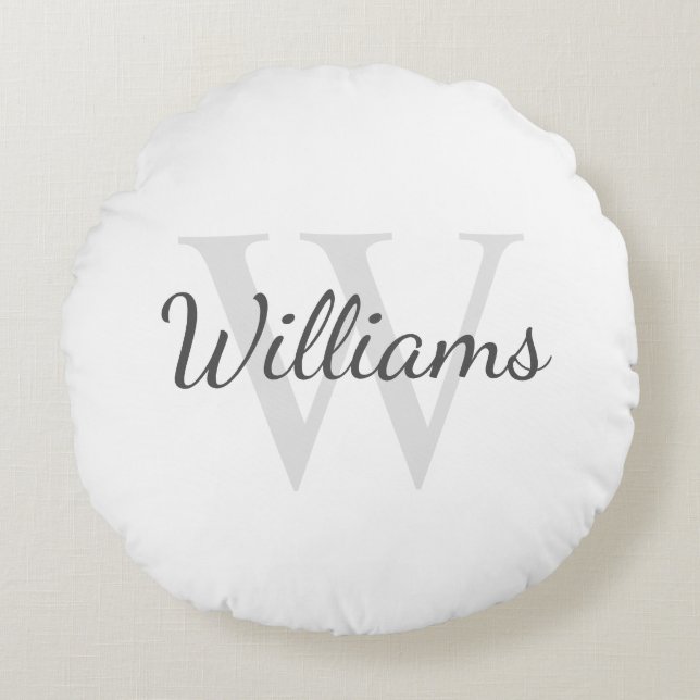 Classic Personalized Monogram and Name Round Pillow (Front)