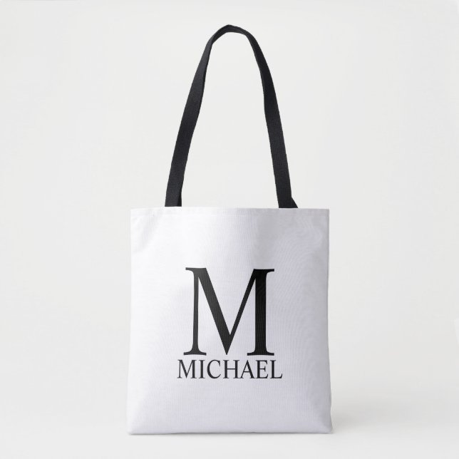 Classic Personalized Monogram and Name Tote Bag (Front)