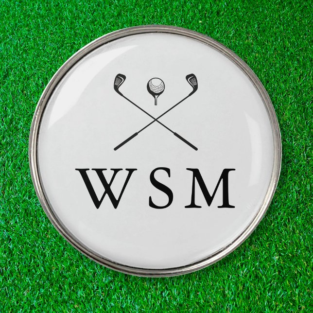 Classic Personalized Monogram Golf Clubs Ball Marker (Creator Uploaded)