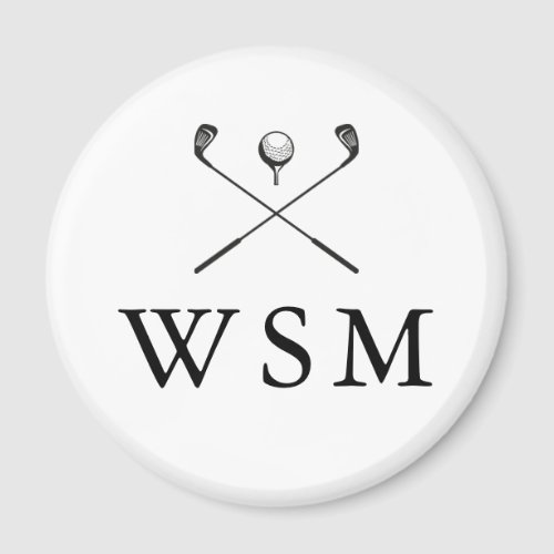 Classic Personalized Monogram Golf Clubs Magnet