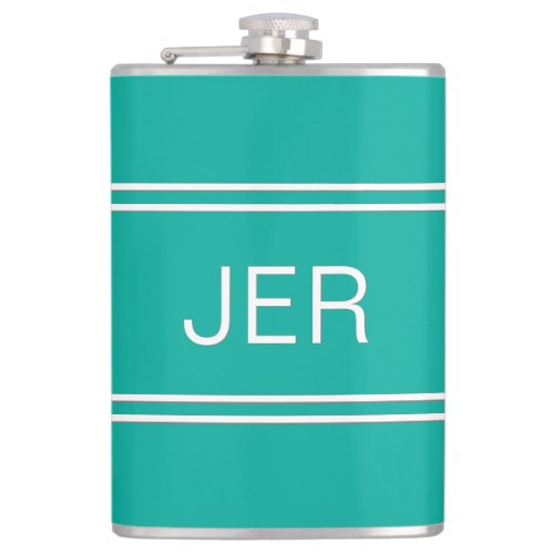 Classic Personalized Monogram Initials Drink Teal Flask