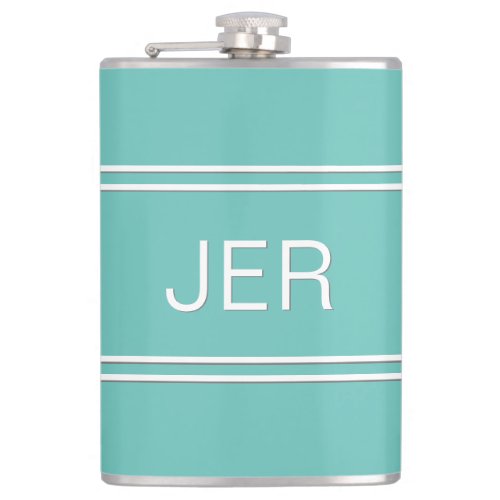 Classic Personalized Monogram Initials Drink Teal Flask