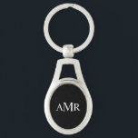 Classic Personalized Monogram Keychain<br><div class="desc">Classic design features personalized 3 letter initial monogram in white classic serif font style on black background.
Perfect as holiday gift, father's day gift for dad and gift for any special occasions.</div>