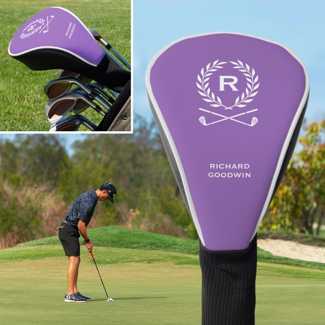 Classic Personalized Monogram Name Purple Golf Head Cover (Creator Uploaded)