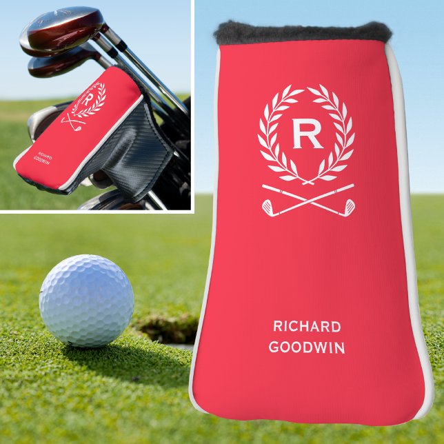 Classic Personalized Monogram Name Red Putter Golf Head Cover (Creator Uploaded)