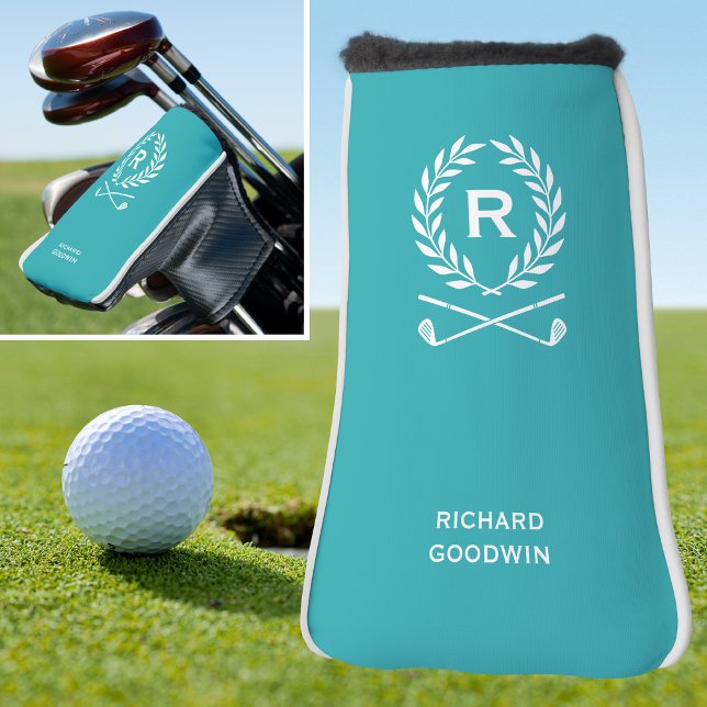 Classic Personalized Monogram Name Turquoise Golf Head Cover (Creator Uploaded)