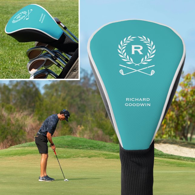 Classic Personalized Monogram Name Turquoise Golf Head Cover (Creator Uploaded)