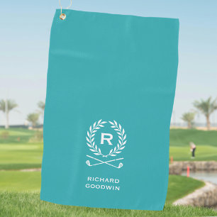 Classic Personalized Monogram Name Turquoise Golf Towel