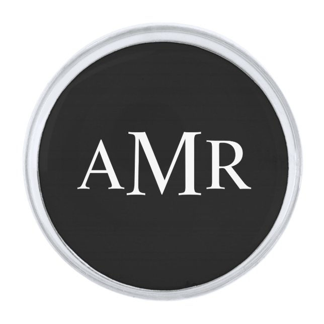 Classic Personalized Monogram Silver Finish Lapel Pin (Front)