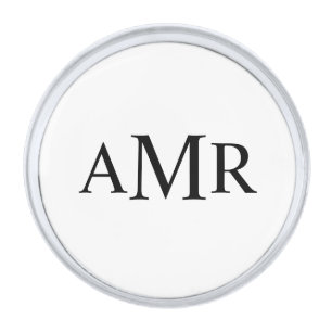 Classic Personalized Monogram Silver Finish Lapel Pin