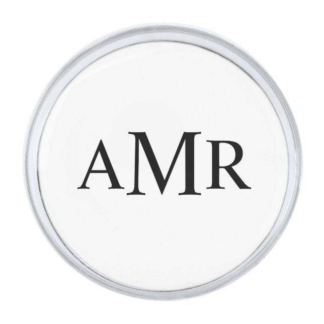 Classic Personalized Monogram Silver Finish Lapel Pin (Front)