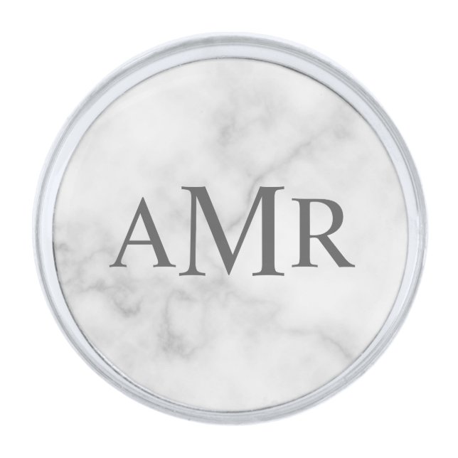 Classic Personalized Monogram Silver Finish Lapel Pin (Front)