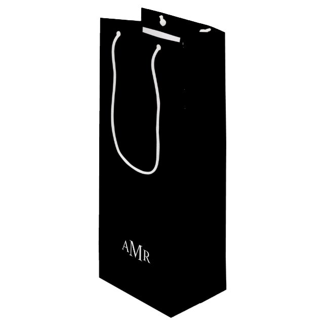 Classic Personalized Monogram Wine Gift Bag (Front Angled)