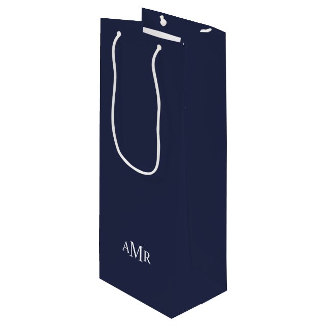 Classic Personalized Monogram Wine Gift Bag (Front Angled)