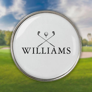 Classic Personalized Name Golf Clubs Ball Marker