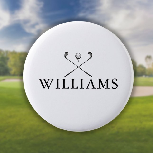 Classic Personalized Name Golf Clubs Button