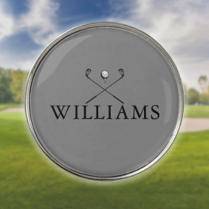 Classic Personalized Name Golf Clubs Gray Golf Ball Marker