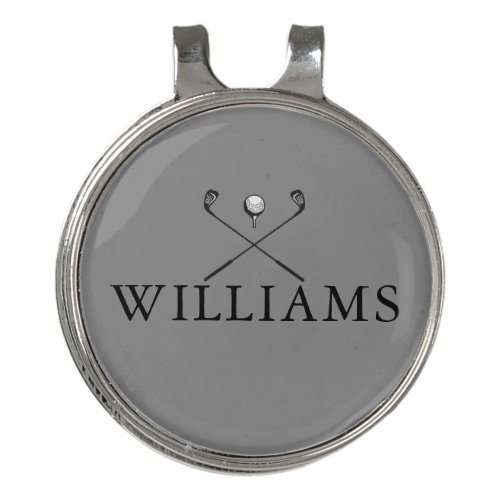 Classic Personalized Name Golf Clubs Gray Golf Hat Clip