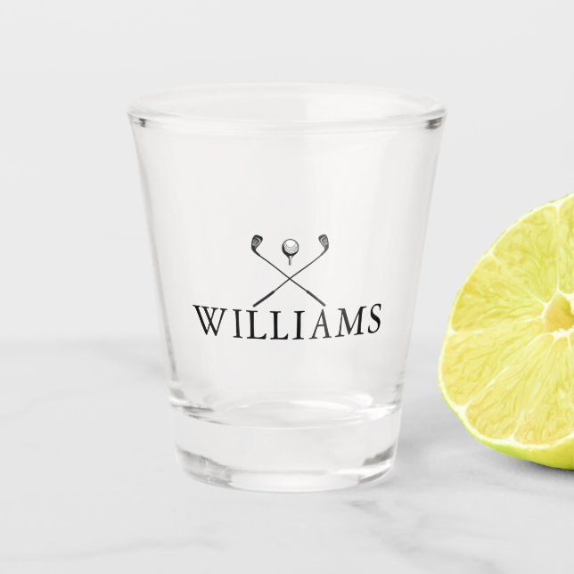 Classic Personalized Name Golf Clubs Shot Glass (Front)