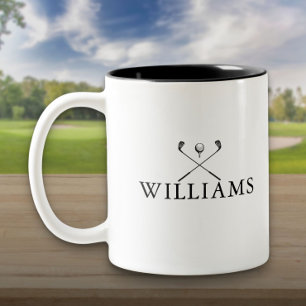 Classic Personalized Name Golf Clubs Two-Tone Coffee Mug