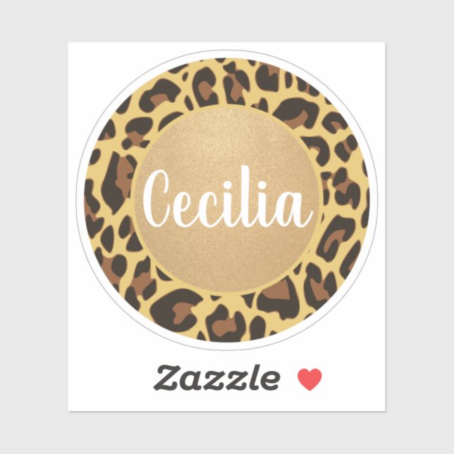 Classic Personalized Name Leopard Animal Print Sticker (Sheet)