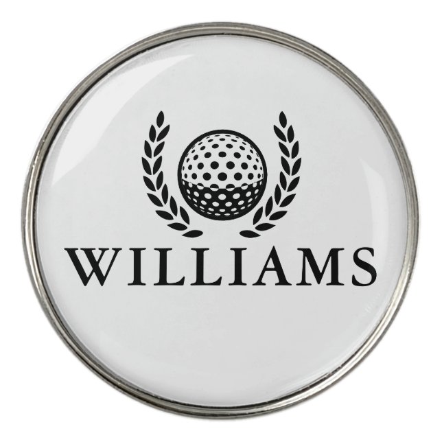 Classic Personalized Name Monogram Golf Ball Marker (Front)