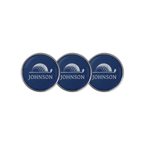 Classic Personalized Navy Blue Ball Club Icon Golf Ball Marker