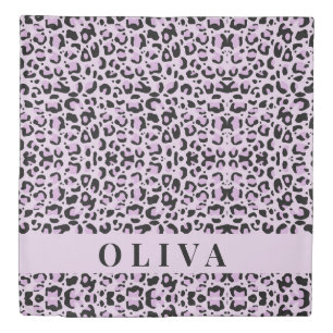 Classic Personalized Pink Leopard Print Duvet Cover