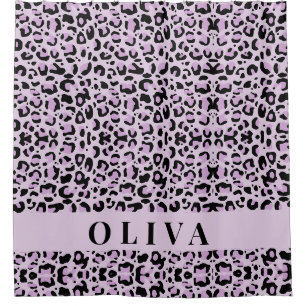 Classic Personalized Pink Leopard Print Shower Curtain