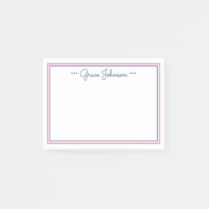 Classic Personalized Post-it Notes Navy & Pink
