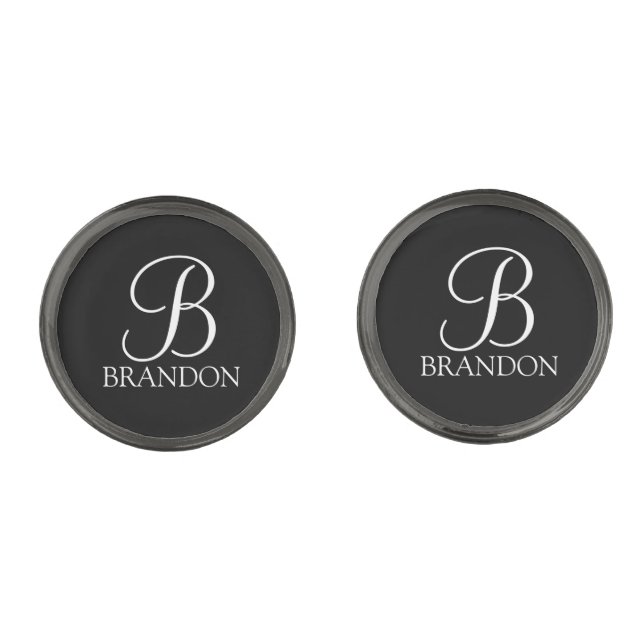 Classic Personalized Script Monogram and Name Cuff Cufflinks (Front)