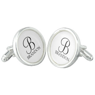 Classic Personalized Script Monogram and Name Cufflinks