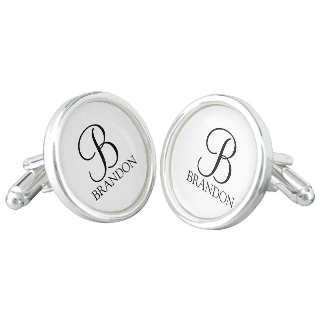 Classic Personalized Script Monogram and Name Cufflinks (Angled)