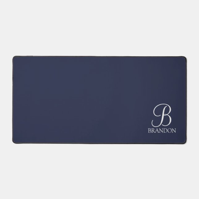Classic Personalized Script Monogram and Name Desk Mat (Front)