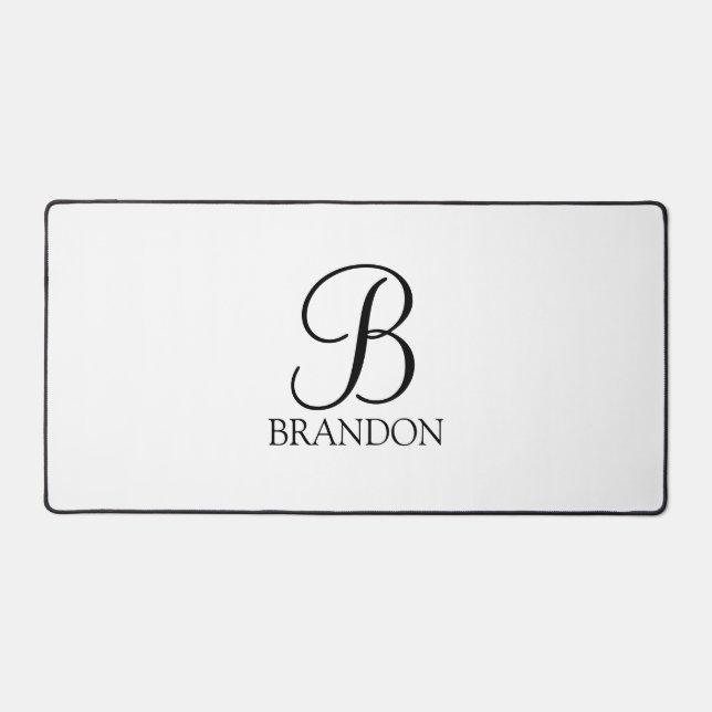 Classic Personalized Script Monogram and Name Desk Mat (Front)
