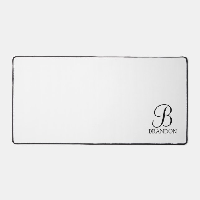 Classic Personalized Script Monogram and Name Desk Mat (Front)