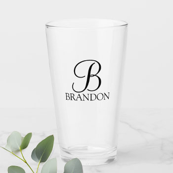 Classic Personalized Script Monogram And Name Glass by manadesignco at Zazzle
