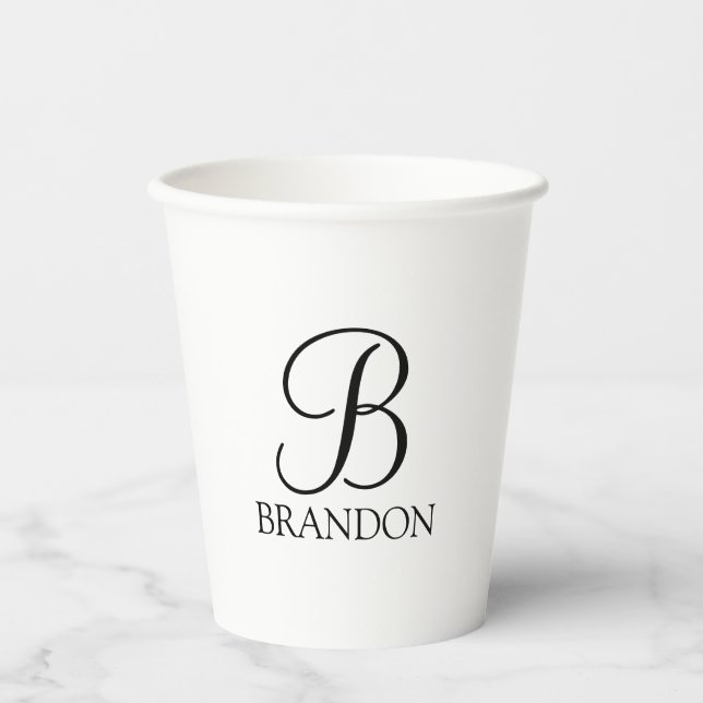 Classic Personalized Script Monogram and Name Paper Cups (Front)