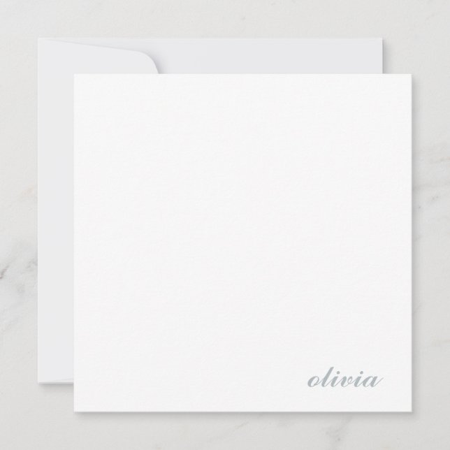 Classic Personalized Script Name Minimalist Gray Note Card (Front)